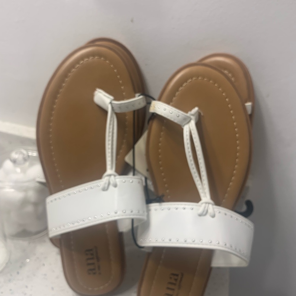 a.n.a White and Tan Sandals